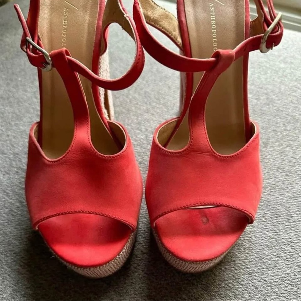 Anthropologie Suede Glitz Metallic Fabric Platform Sandal Size 8.5 - Picture 8 of 8